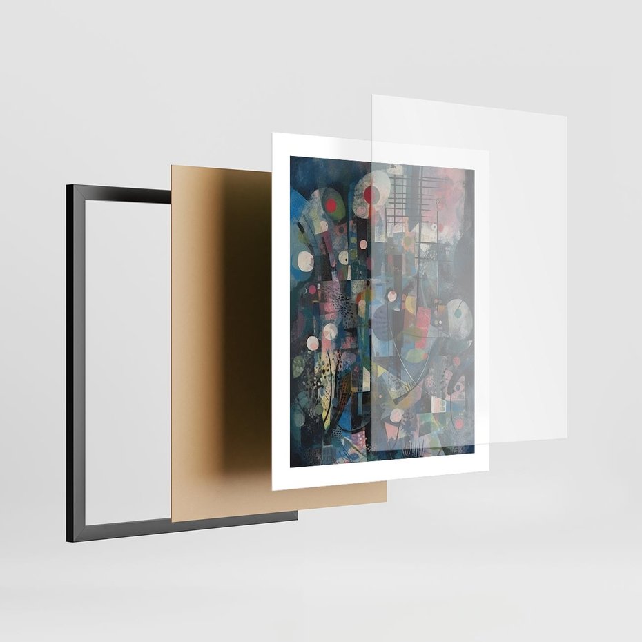Plakat w ramie 40x50 - Rozbijając Granice Kreatywności - abstrakcyjny obraz, sztuka abstrakcji - rama czarna