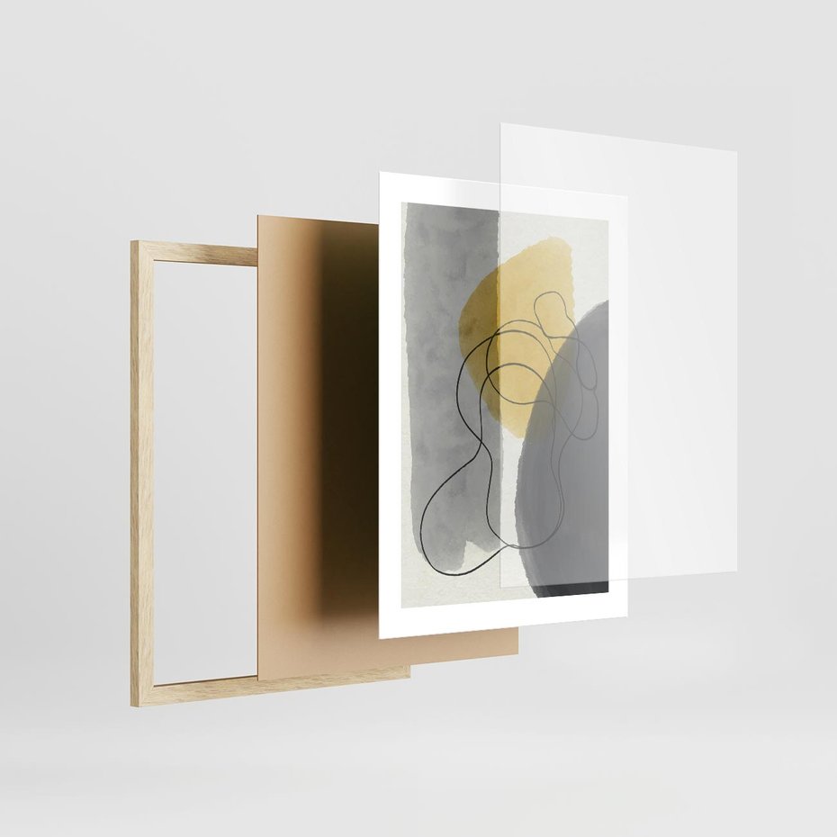 Plakat w ramie 30x40 - Kolorowe Akwarelowe Abstrakcje - abstrakcja, akwarelowe plamy - rama drewno