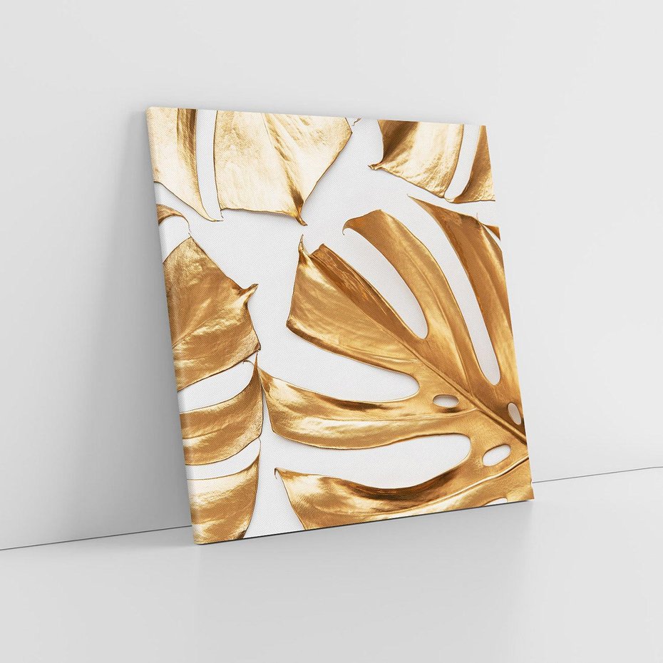 Obraz na płótnie 40x40 - Siła Natury - złote, liście