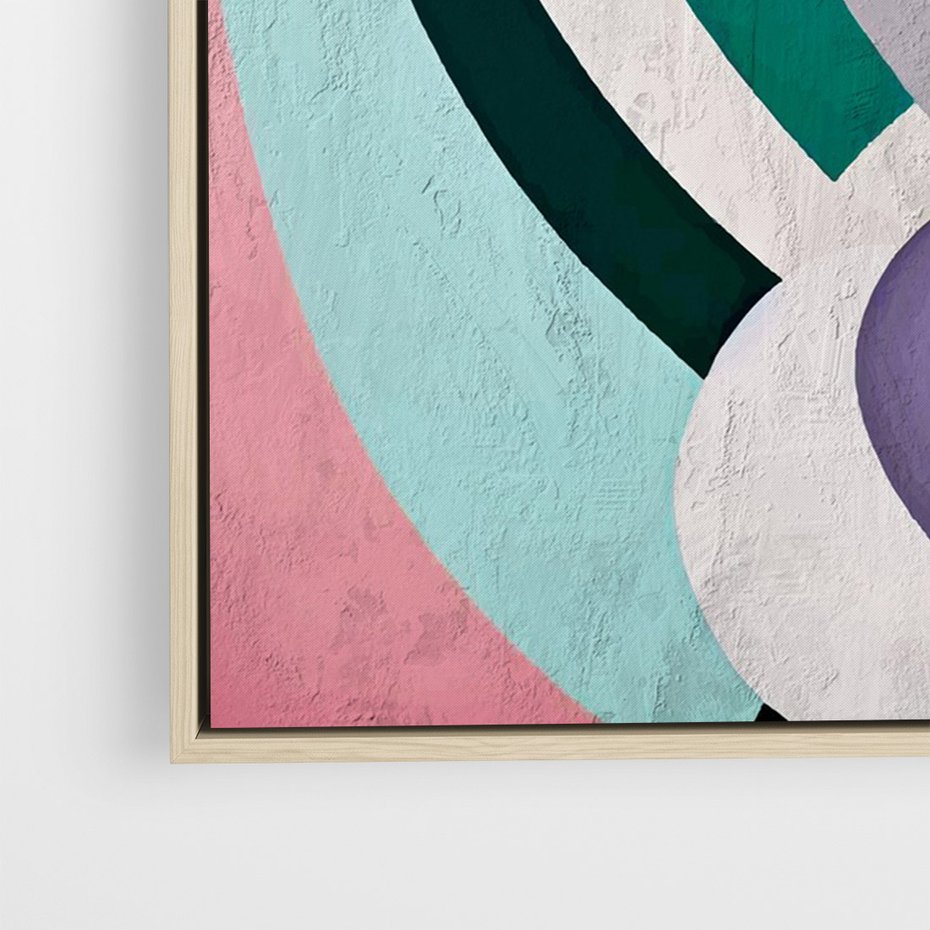 Obraz w ramie 70x100 - Podróżne Echa Przestrzeni - abstrakcyjne dziwne kształty, olejny obraz - rama drewno