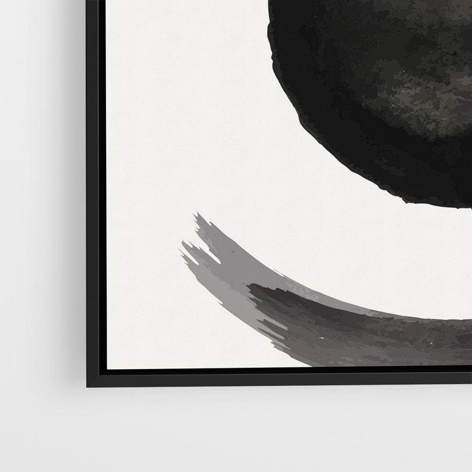Obraz w ramie 50x50 - Bezczasowe Echo - abstrakcyjne plamy okręgi, akwarelowe - rama czarna