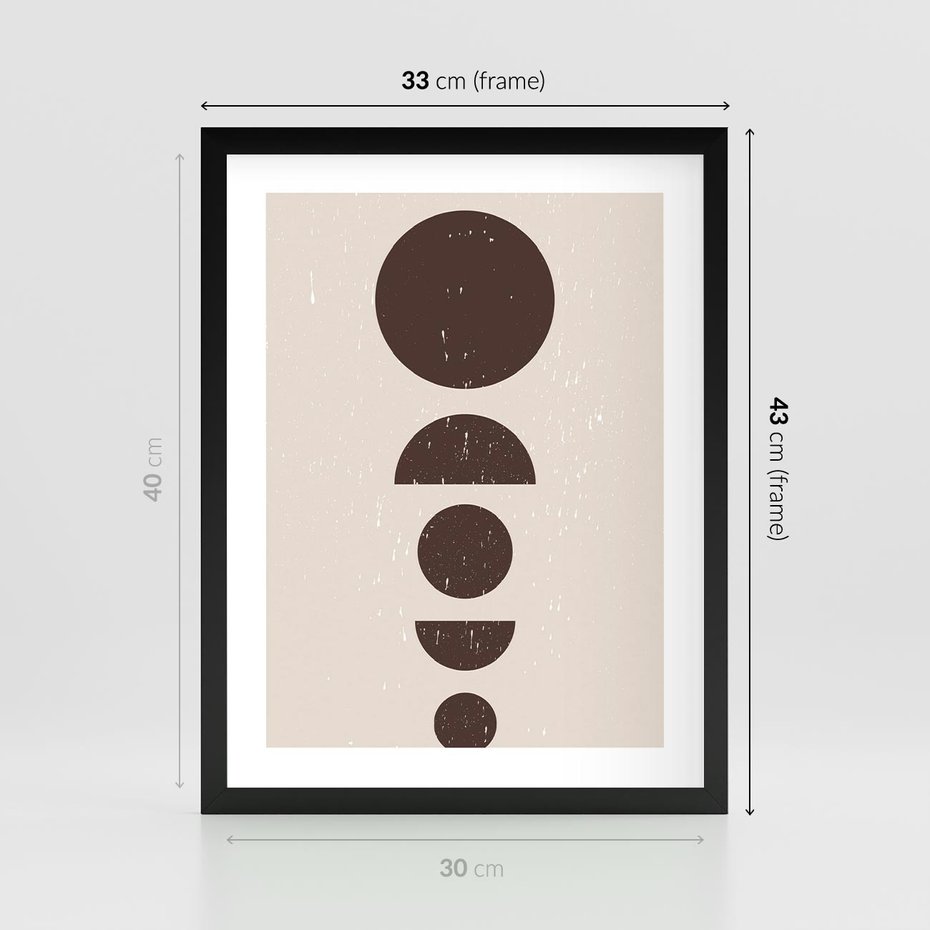 Plakat w ramie 30x40 - Migocące Granice - mid century styl, nowoczesna grafika - rama czarna