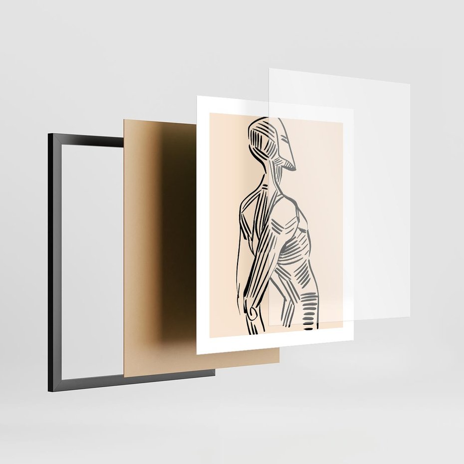 Plakat w ramie 40x50 - Eksploracja Wizualna - szkic, czarno biały - rama czarna