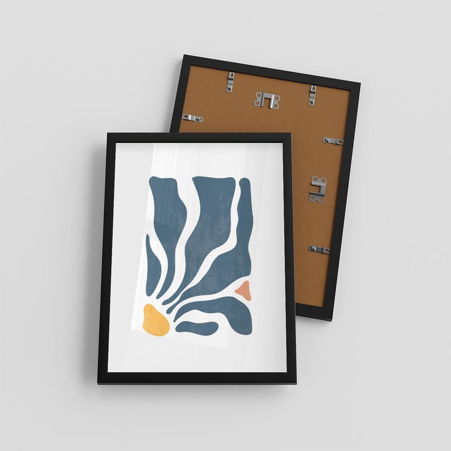 Plakat w ramie 30x40 - Szkice Kwiatowych Promieni - nowoczesna kwiatowa grafika, styl retro - rama czarna