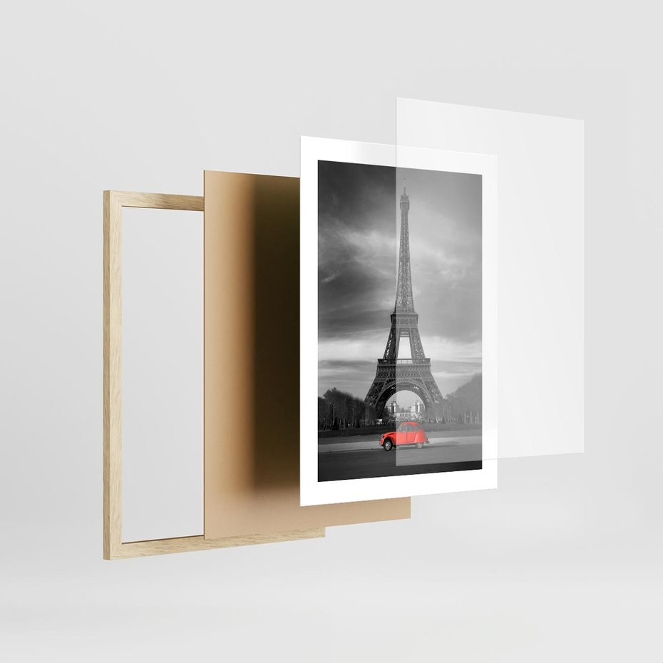 Plakat w ramie 30x40 - Elegancja Wieży - wieża, Eiffla - rama drewno