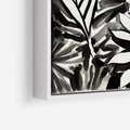 Obraz w ramie 80x120 - Czarne Liście - akwarelowy obraz, czarno biały - rama biała