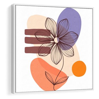 Obraz w ramie 80x80 - Migocące Odbicia Kwiatów - abstrakcyjna sztuka, plamy - rama biała