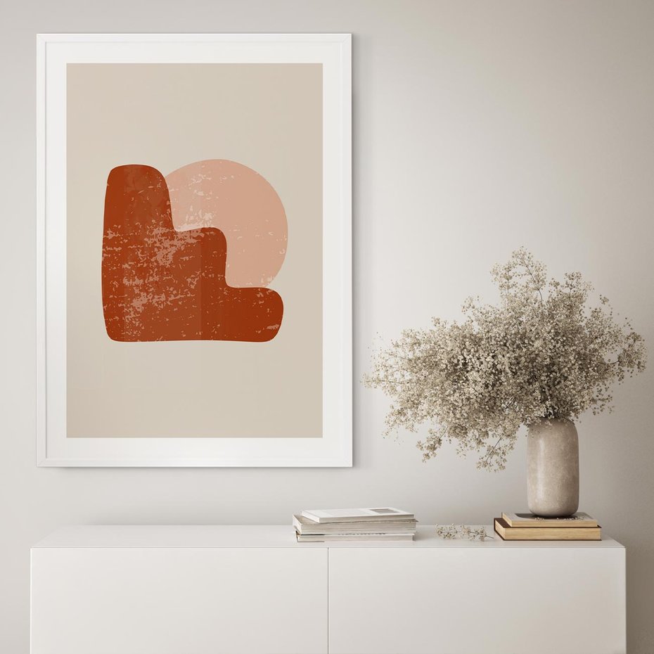 Plakat w ramie 30x40 - Przenikanie Granic - nowoczesny plakat, abstrakcyjne kształty - rama biała