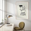 Plakat w ramie 30x40 - Minimalistyczny Urok - szkic, kobieta w bieliźnie - rama drewno