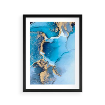 Plakat w ramie 30x40 - Elegancja i Wyrafinowanie - marmur, złoto - rama czarna