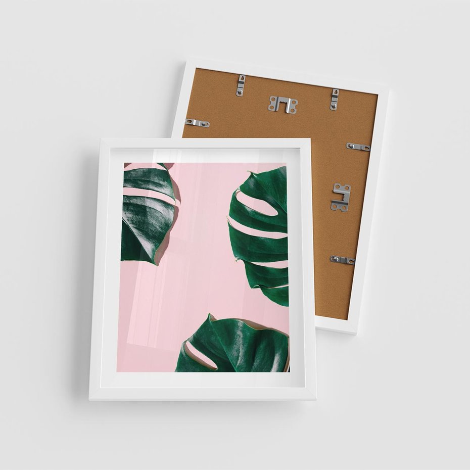 Plakat w ramie 40x50 - Siła Natury - liście, monstera - rama biała