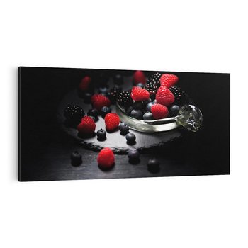 Obraz na płótnie 100x50 - Soczyste Owocowe Zestawienie Malin i Borówek - owoce, maliny