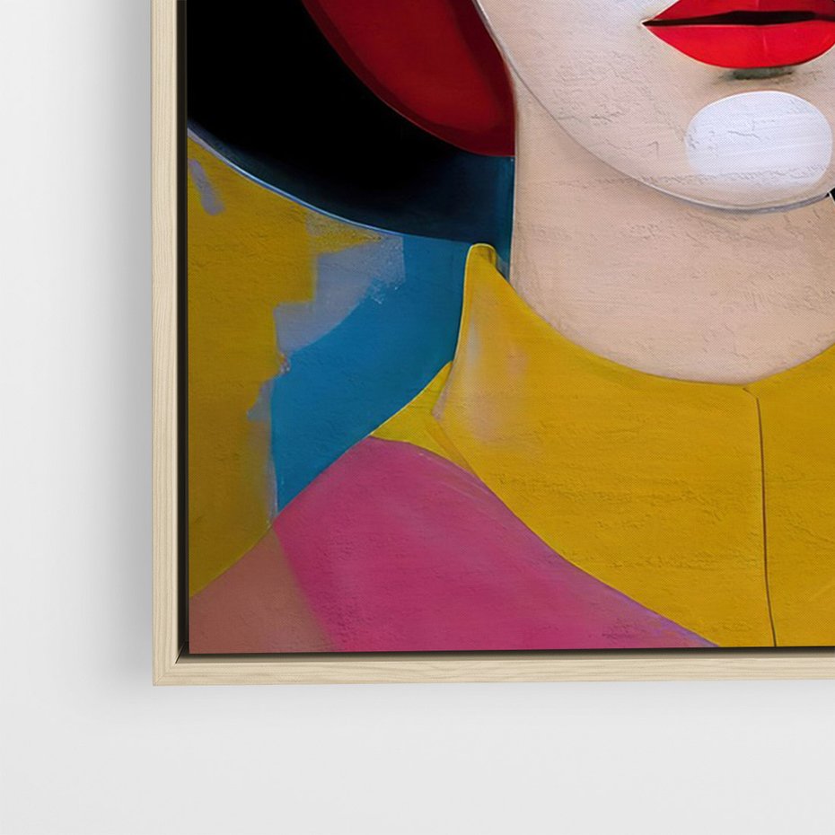 Obraz w ramie 50x70 - Kształtujące Widzenia - abstrakcyjny obraz olejny, portret twarzy kobiety - rama drewno