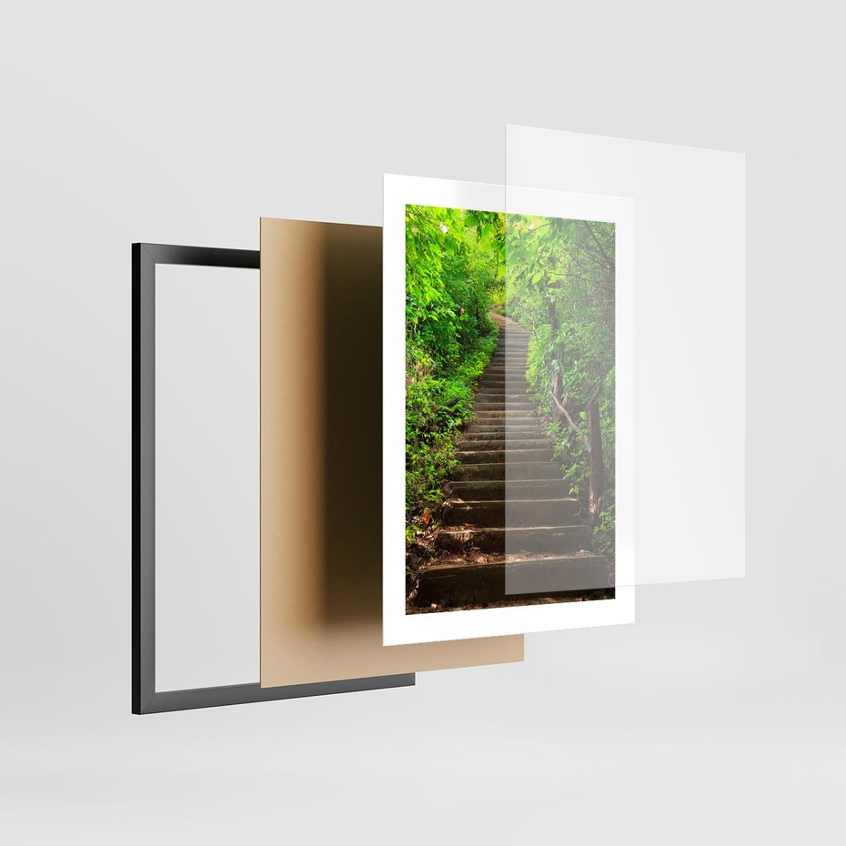 Plakat w ramie 30x40 - Lasowa ścieżka pełna tajemnic - ścieżka, schody - rama czarna