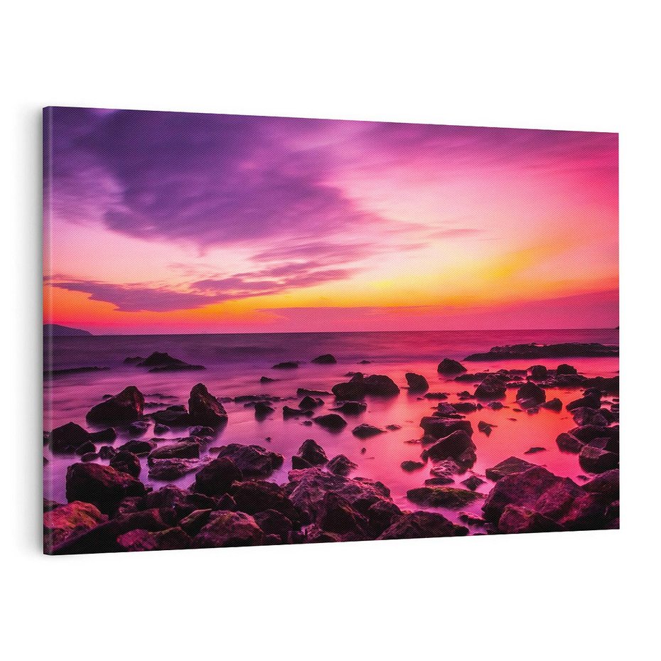 Obraz na płótnie 120x80 - Skały i plaża nad morzem - morze, plaża
