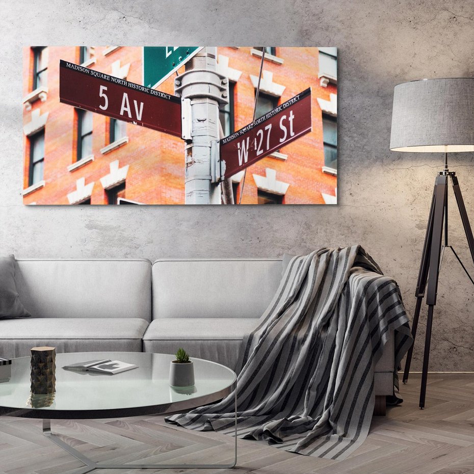 Obraz na płótnie 120x60 - Namiastka wielkiego miasta - Nowy Jork, drogowskaz