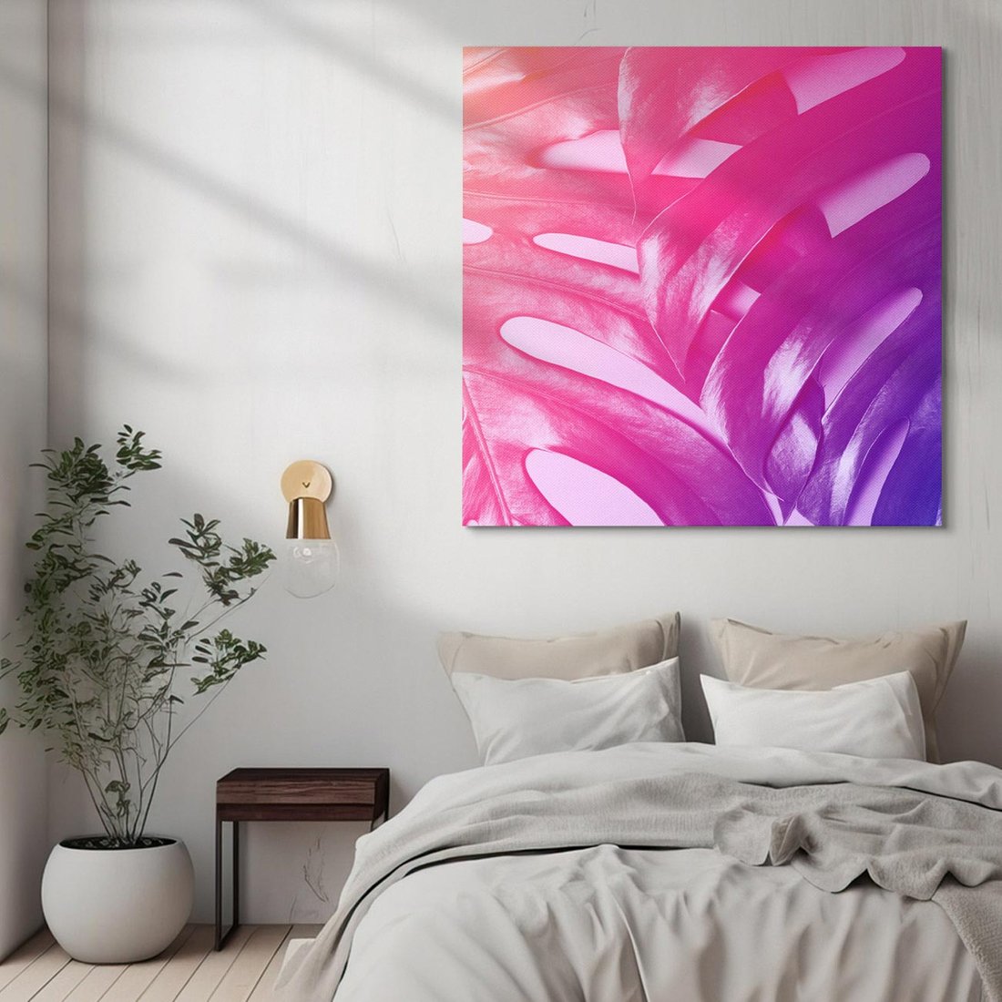 Obraz na płótnie 50x50 - Monstera Kwiaty Liście - monstera, kwiaty