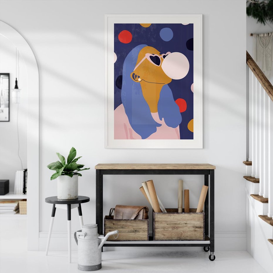 Plakat bez ramy 21x30 - Odbicie Kobiety - nowoczesny plakat, styl retro