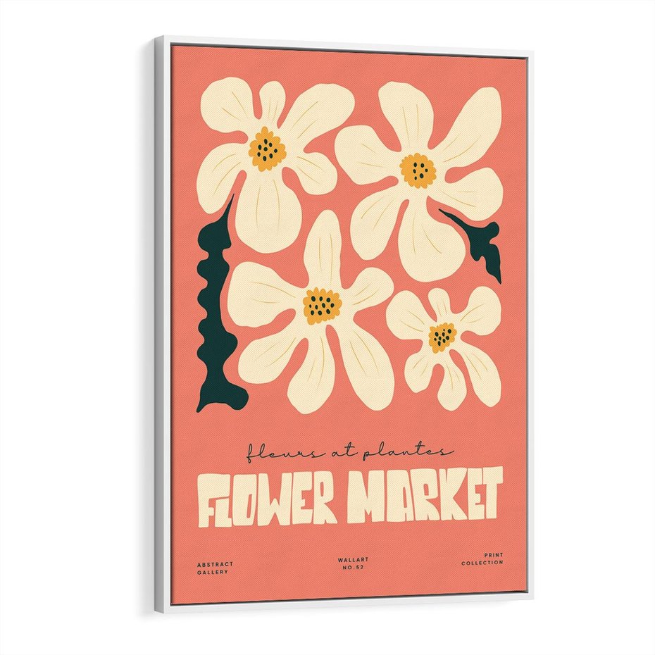 Obraz w ramie 70x100 - Szkicowane Kolorowe Uczucia - kwiatowa kompozycja, minimalizm - rama biała