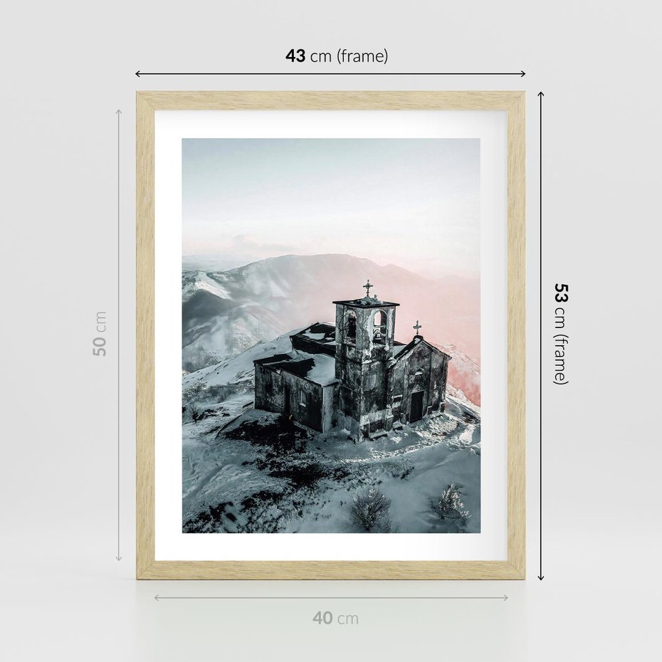 Plakat w ramie 40x50 - Stary Kościół w Górach - stary kościół, ruiny - rama drewno