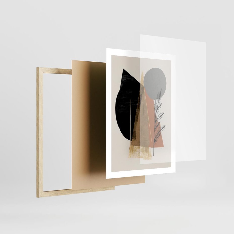 Plakat w ramie 50x70 - Wibracje Barw Ziemi - abstrakcyjny obraz, dziwne formy - rama drewno