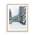 Plakat w ramie 50x70 - Magia Zimy na Obrazie - las, zima - rama drewno