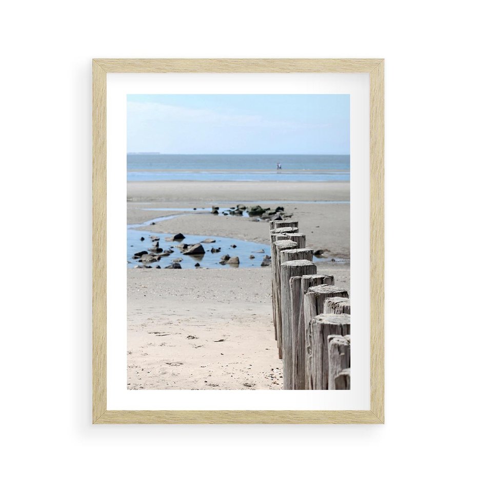 Plakat w ramie 40x50 - Fale na falochronie nad morzem - morze, falochron - rama drewno