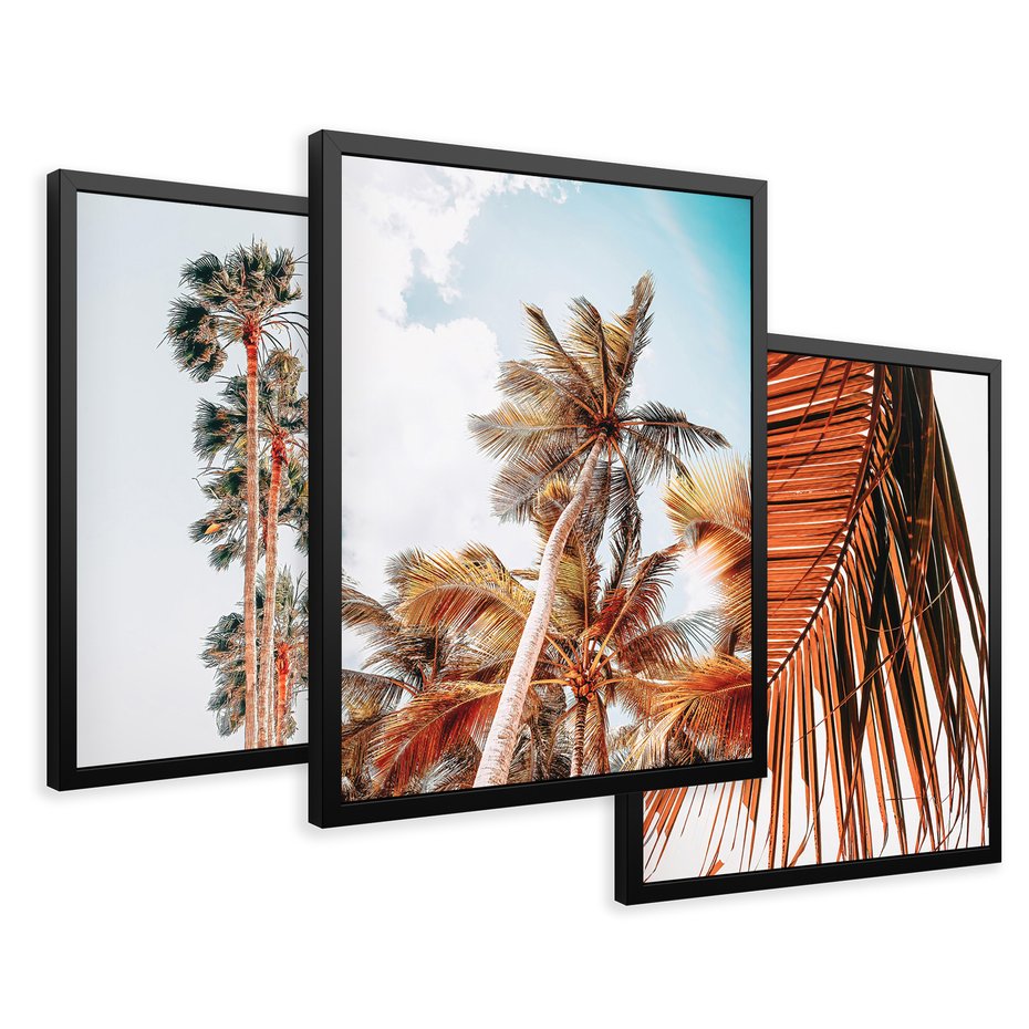Zestaw obrazy w ramie 40x50 galeria - Palmy, tropiki, plaża, lato, wakacje - rama czarna