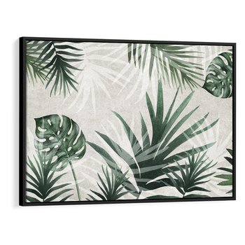 Obraz w ramie 100x70 - Tropikalne Akwarele - tropikalne liście, akwarela - rama czarna