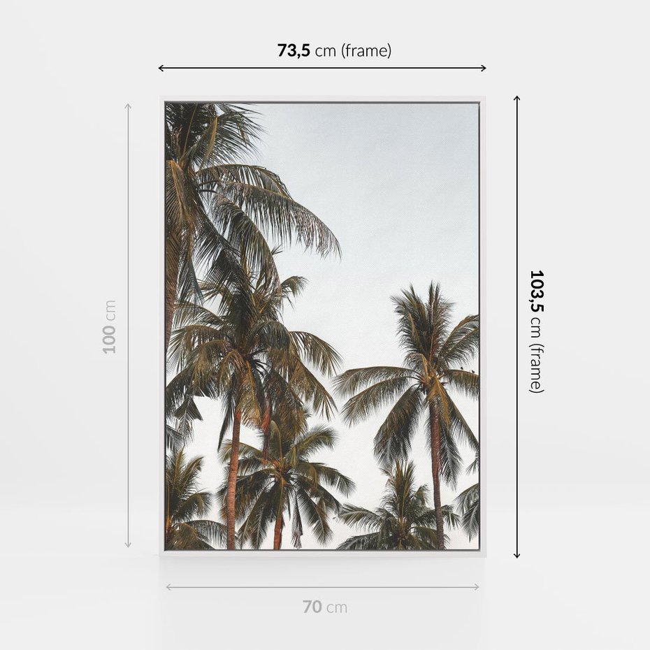 Obraz w ramie 70x100 - Palmy - tęsknota za Hawajami - palmy, Hawaje - rama biała