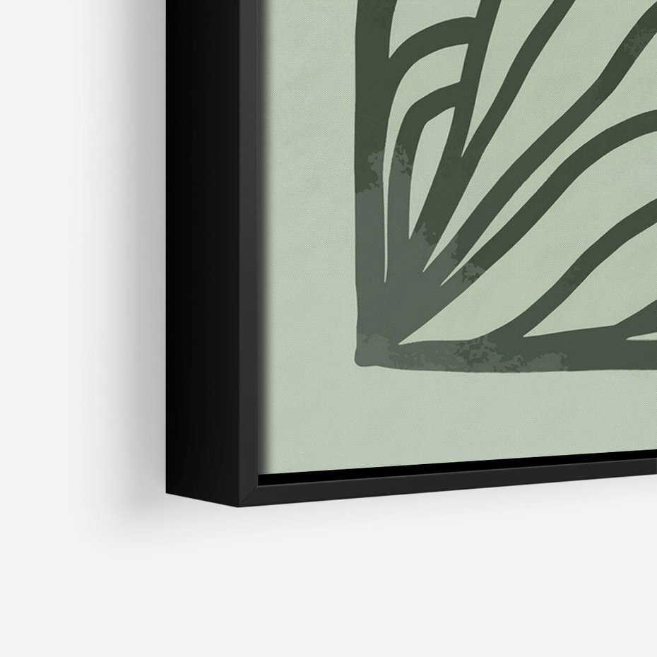 Obraz w ramie 70x100 - Zielonkawy Uścisk Natury - abstrakcyjny zielony motyw, skandynawski design - rama czarna