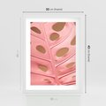 Plakat w ramie 30x40 - Różowy Liść Monstery - różowy liść monstery, nowoczesna fotografia - rama biała