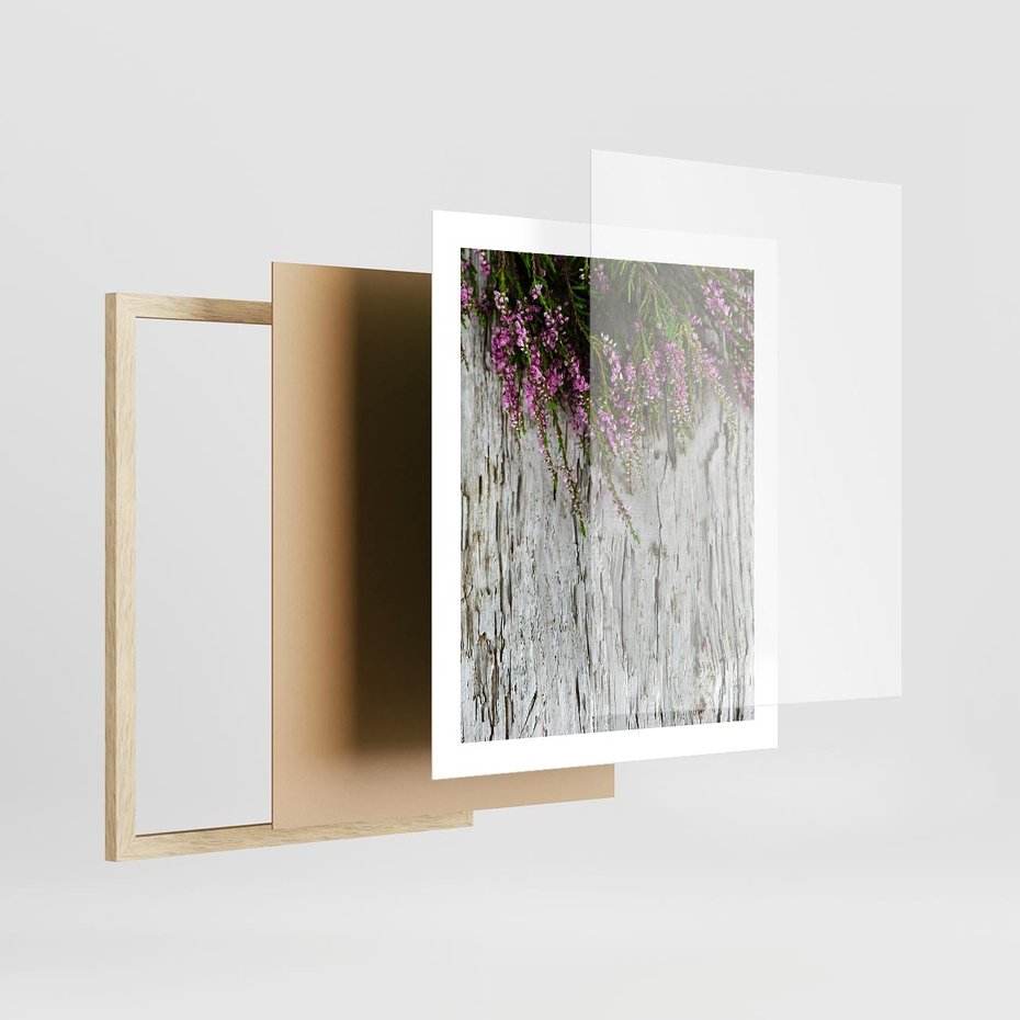 Plakat w ramie 40x50 - Fioletowe Wrzosy - wrzosy, fiolet - rama drewno