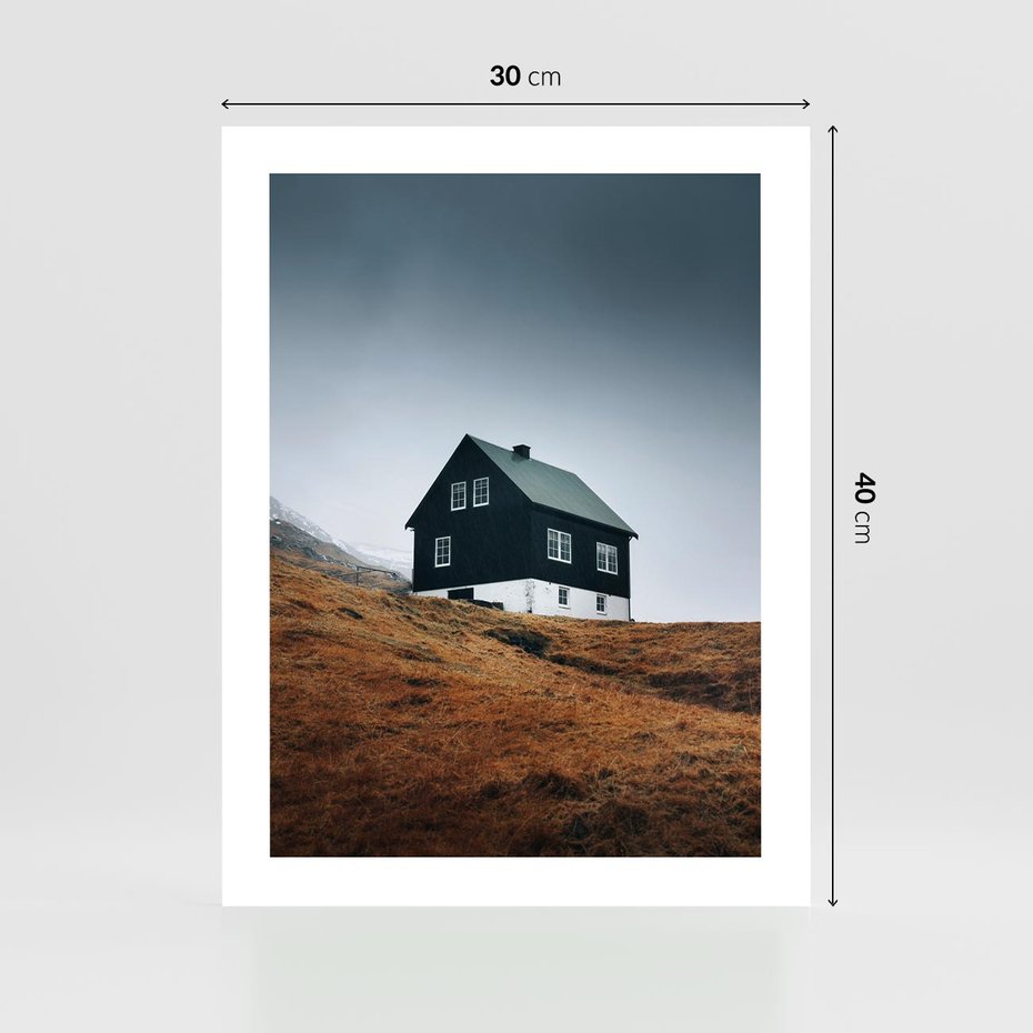 Plakat bez ramy 30x40 - Ciepło i Przytulność - skandynawski, domek