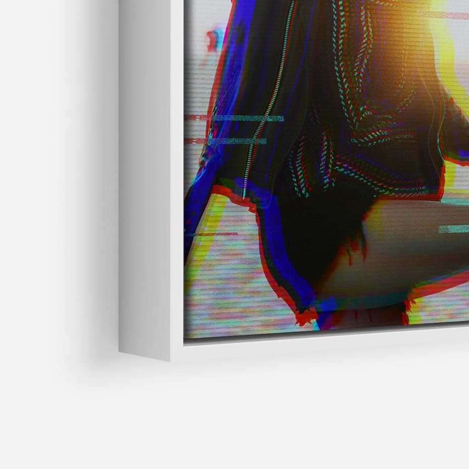 Obraz w ramie 50x50 - Taniec tęsknot - zdjęcie w stylu retro, dodane kolorowe akcenty - rama biała