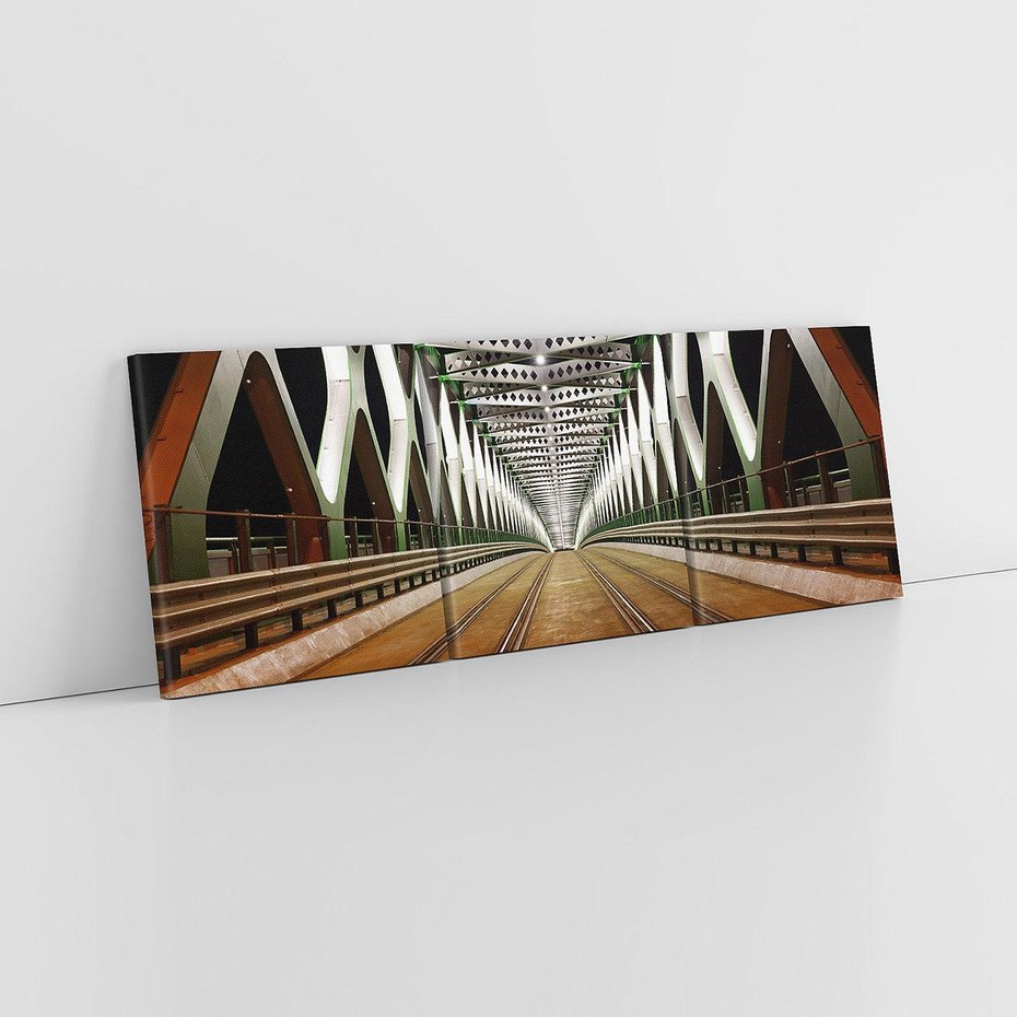 Obraz na płótnie 120x40 - Most kolejowy w nocy - most, kolej