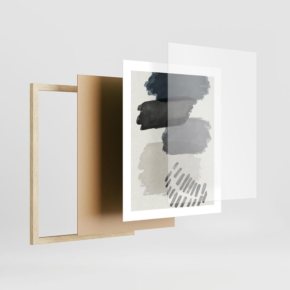 Plakat w ramie 40x50 - W Stylu Akwareli - nowoczesny plakat, abstrakcja - rama drewno