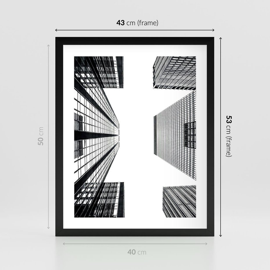 Plakat w ramie 40x50 - Architektoniczna Symetria - architektura, wysoki wieżowiec - rama czarna