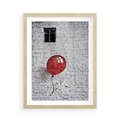Plakat w ramie 50x70 - Mur Balonów - mur, balon - rama drewno