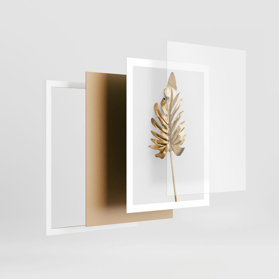 Plakat w ramie 50x70 - Ponadczasowy Urok - złote, liście - rama biała