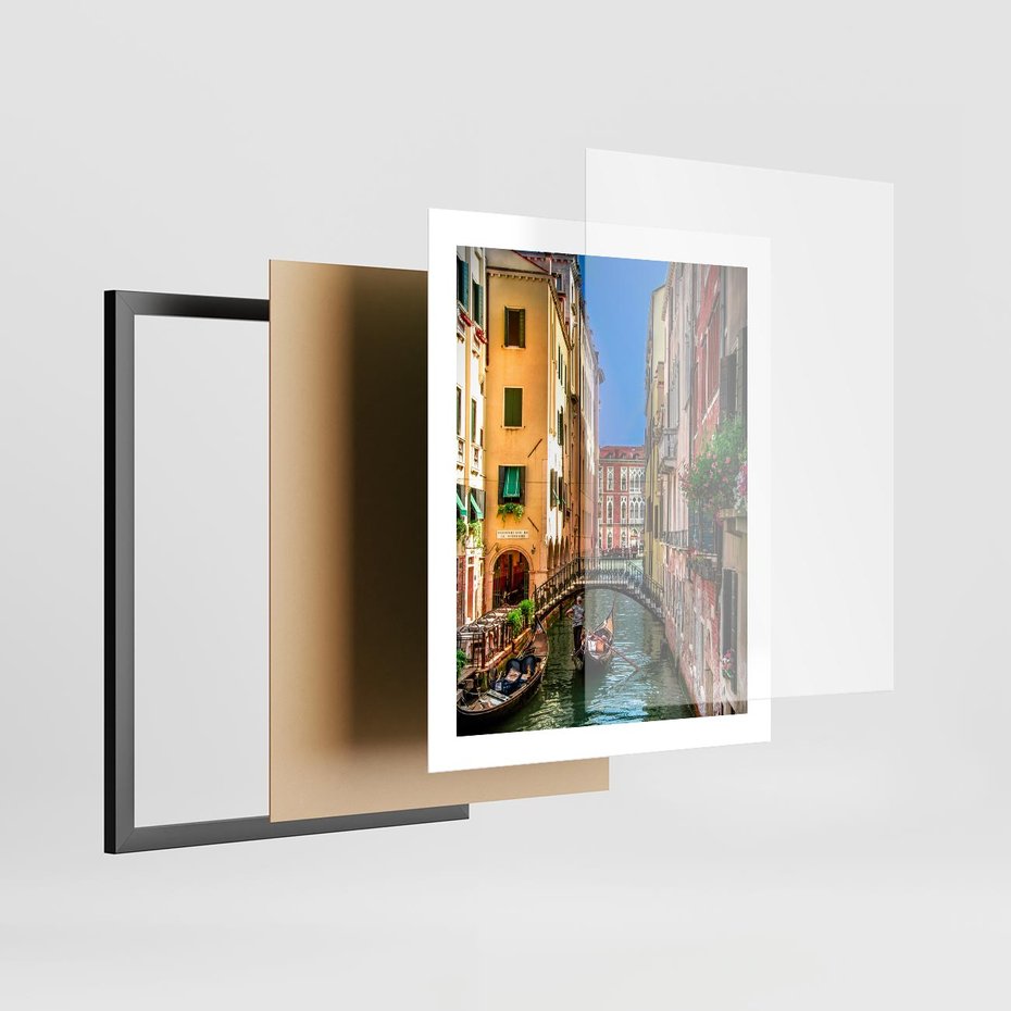 Plakat w ramie 40x50 - Romantyczna Gondola - Wenecja, gondola - rama czarna