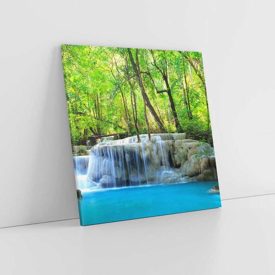 Obraz na płótnie 80x80 - Tajemniczy wodospad w tajskim lesie - Tajlandia, wodospad