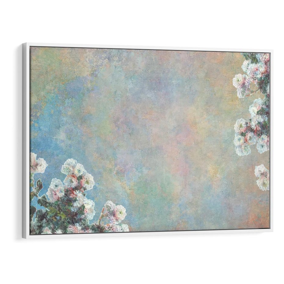 Obraz w ramie 120x80 - Księżycowy sen artysty - subtelny obraz olejny, minimalizm - rama biała