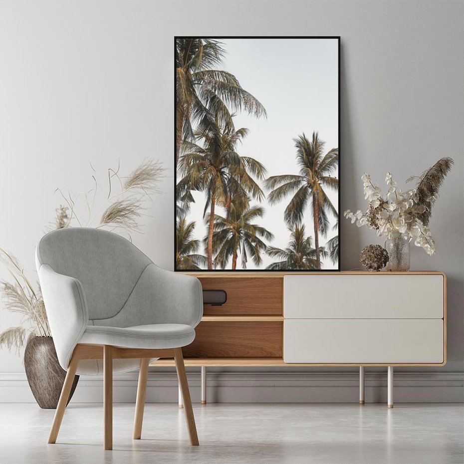 Obraz w ramie 50x70 - Palmy - tęsknota za Hawajami - palmy, Hawaje - rama czarna