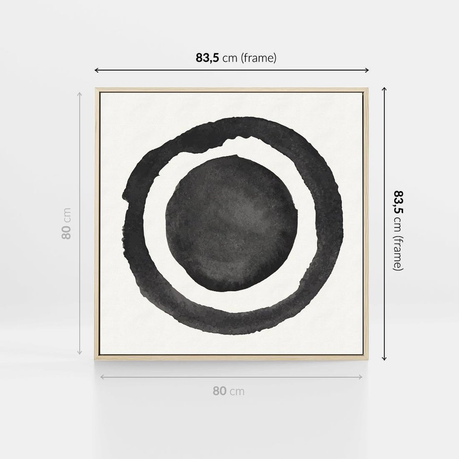 Obraz w ramie 80x80 - Bezgraniczne Widoki - abstrakcyjne plamy okręgi, akwarelowe - rama drewno