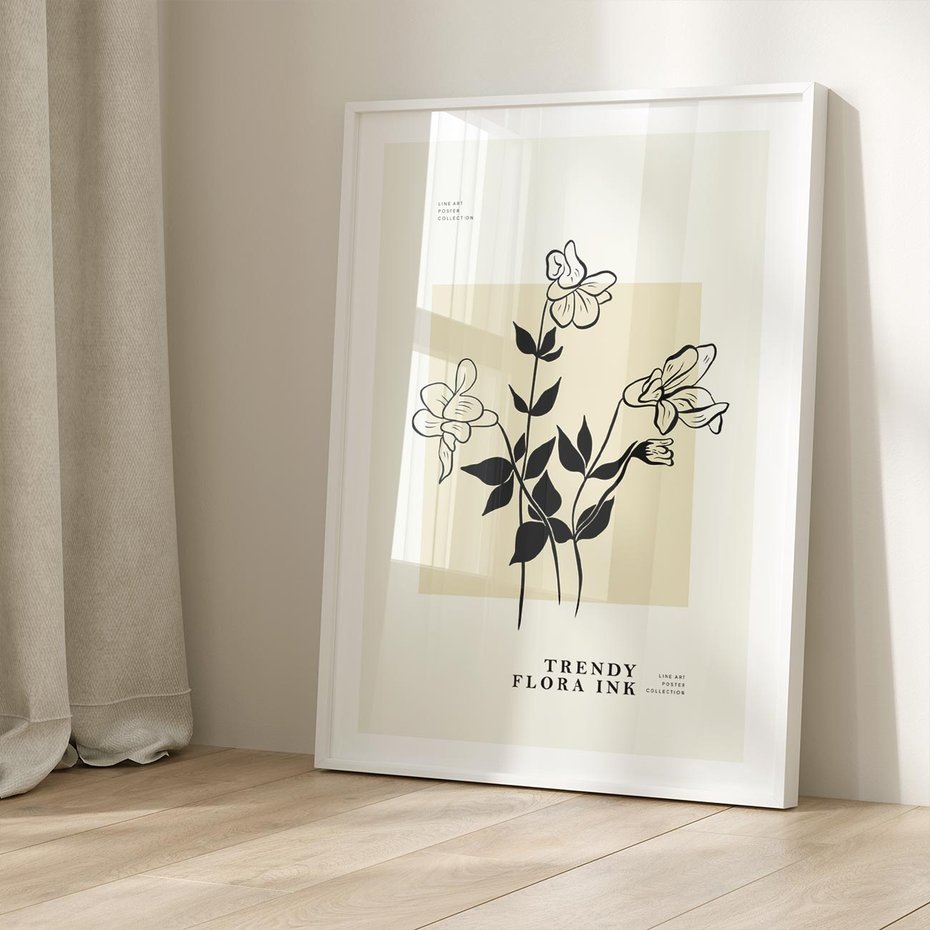 Plakat bez ramy 21x30 - Malowane szkicowe tęsknoty - kwiaty, typografia