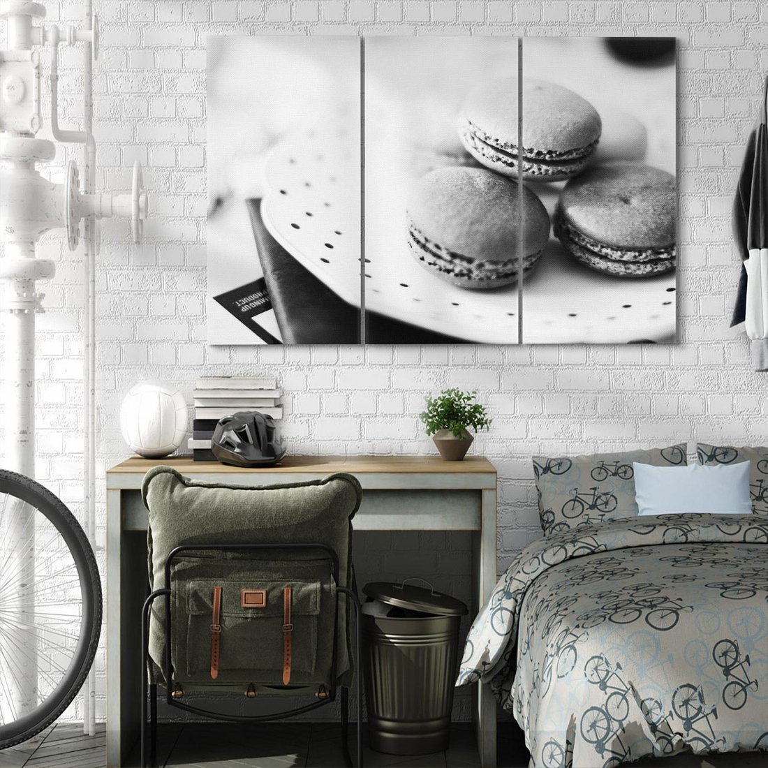 Obraz na płótnie 120x80 - Makaroniki w Szarości - czarno biała fotografia, plakat