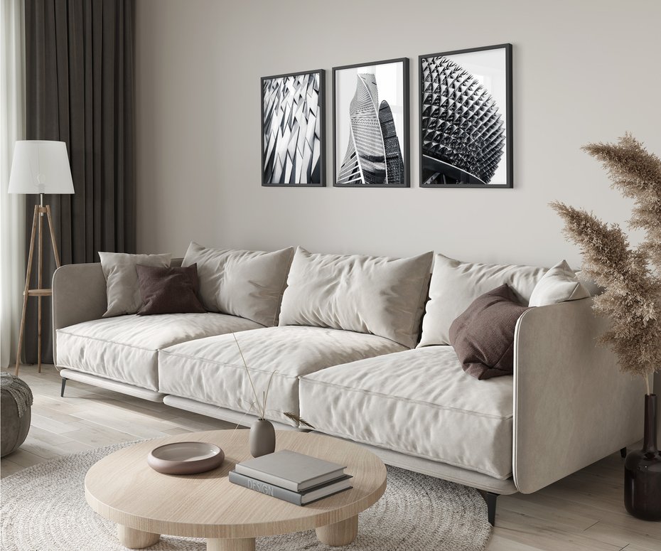 Zestaw obrazy w ramie 40x50 galeria - Nowoczesna, architektura, black, white - rama czarna