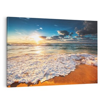 Obraz na płótnie 70x50 - Zachód słońca nad plażą - zachód słońca,