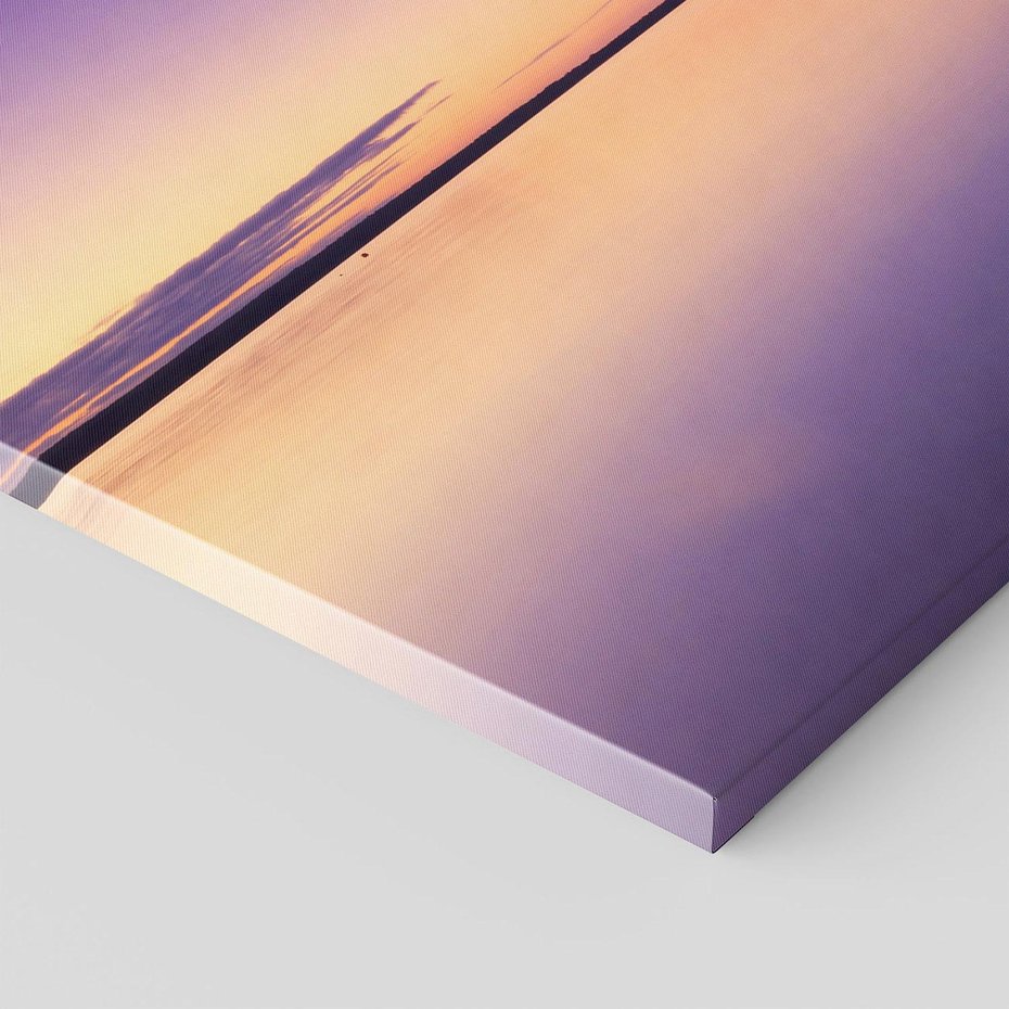 Obraz na płótnie 100x70 - Jezioro wśród drzew o zachodzie - jezioro, drzewo